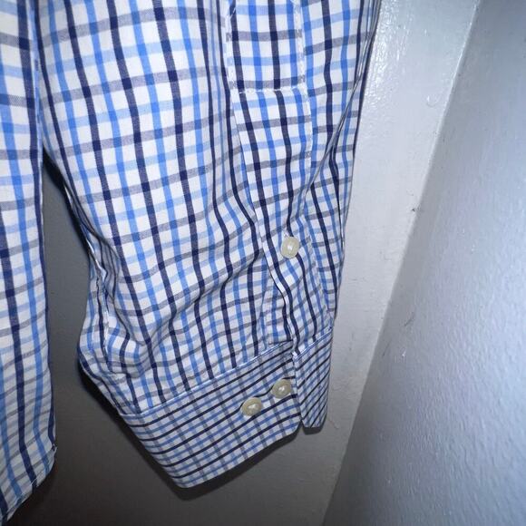 Izod, Mens XL, Blue Check Print Button Down Logo Long Sleeve Preppy Office Y2K - Picture 8 of 10
